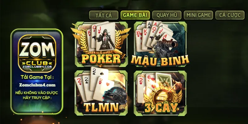 Game Bài Zomclub - Địa Chỉ Chơi Bài Bất Bại Cho Newbie Giao diện game bài được thiết kế lôi cuốn và ấn tượng